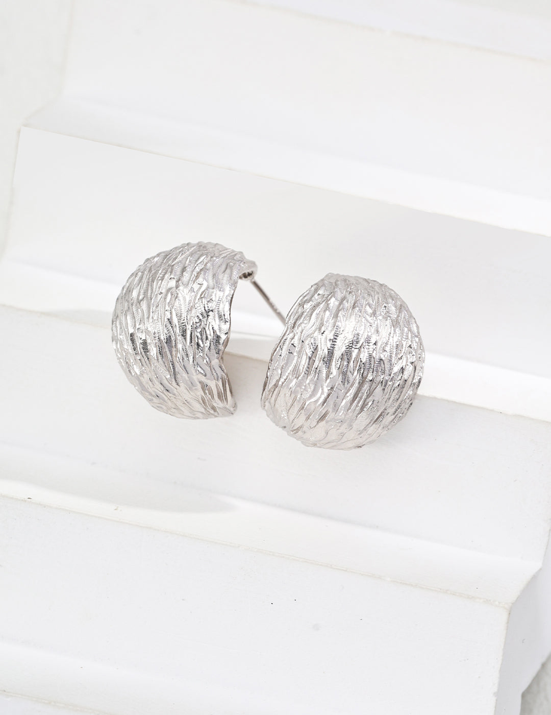 925 STERLING SILVER BRUSHED HOOP EARRING